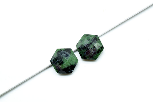 Natural Ruby Zoisite Faceted 10mm Hexagon Briolettes,Ruby Zoisite Hexagon Beads,Ruby Zoisite Jewelry Beads,Fancy Briolette Beads,10mm Beads