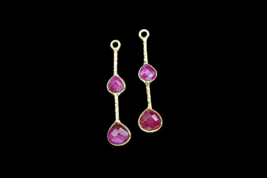 Ruby Gemstone Heart Shape Faceted Bezel Connector/Jewelry making Stone/Ruby Handmade Jewelry/Long Gemstone Pendant/Ruby Bezel Charm/Gift
