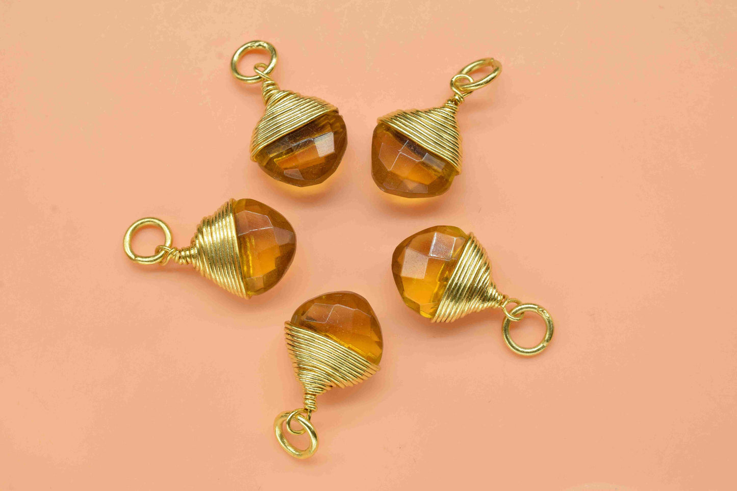 Citrine Quartz Wire Wrapped Pendant,8mm Square Gemstone connector,Yellow Gemstone Pendant,Wire Wrapped Necklace,Citrine Square Shape jewelry