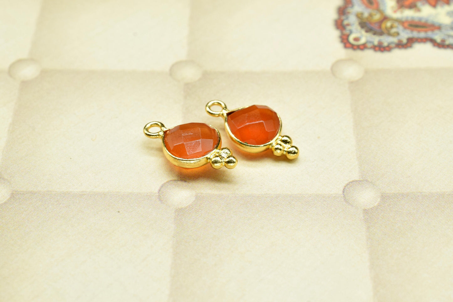 Carnelian Gemstone Heart Shape 8mm Pendant,Carnelian Faceted Single Bail Connector Jewelry,Carnelian Gemstone Bezels Charms Jewellery,Gift