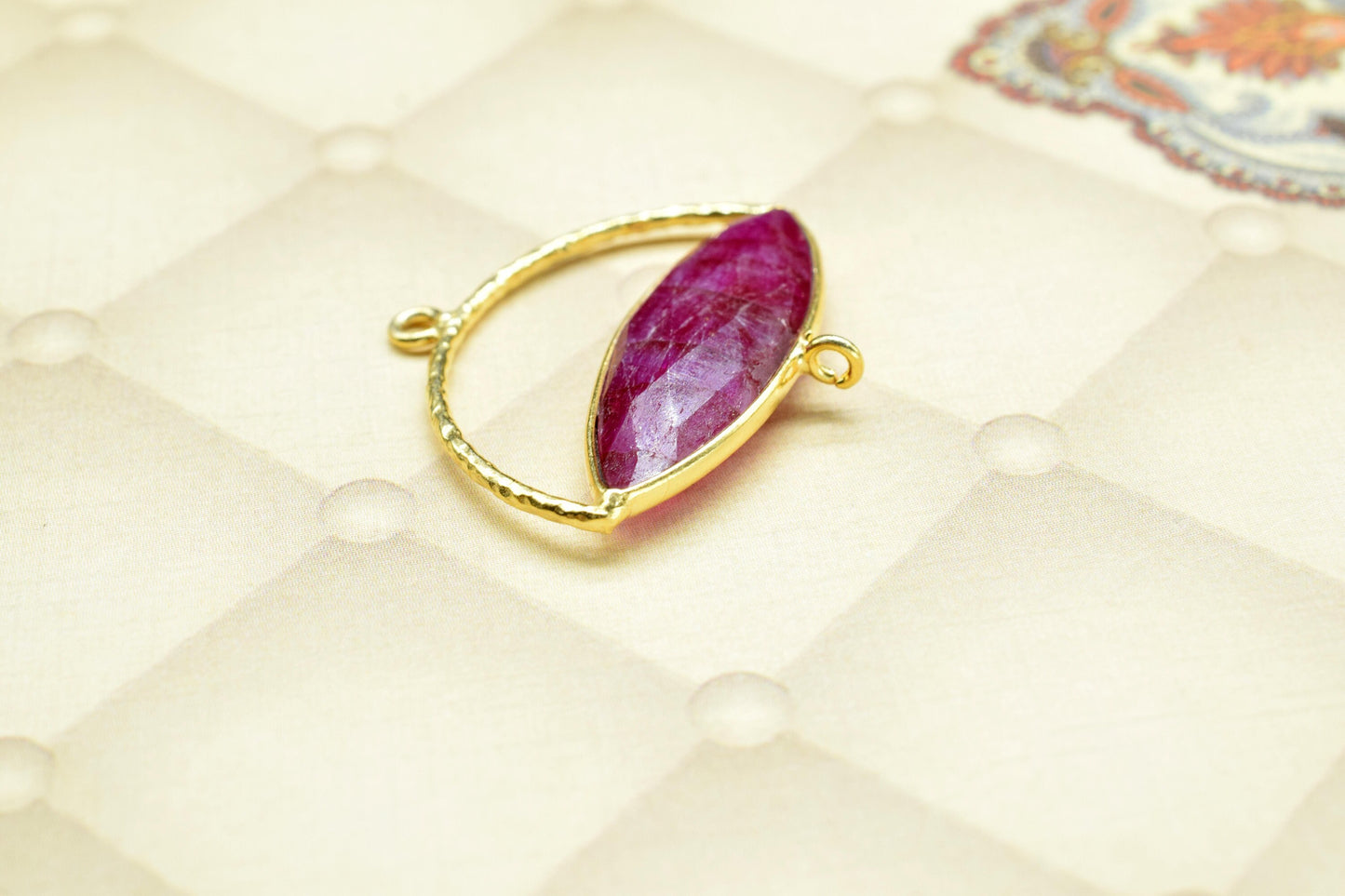 Natural Ruby Gemstone Component,Gemstone Connector Pendant,Jewellery Making Essentials,Single Loop Pendant,DIY Jewelry Making Supply,B'Gifts