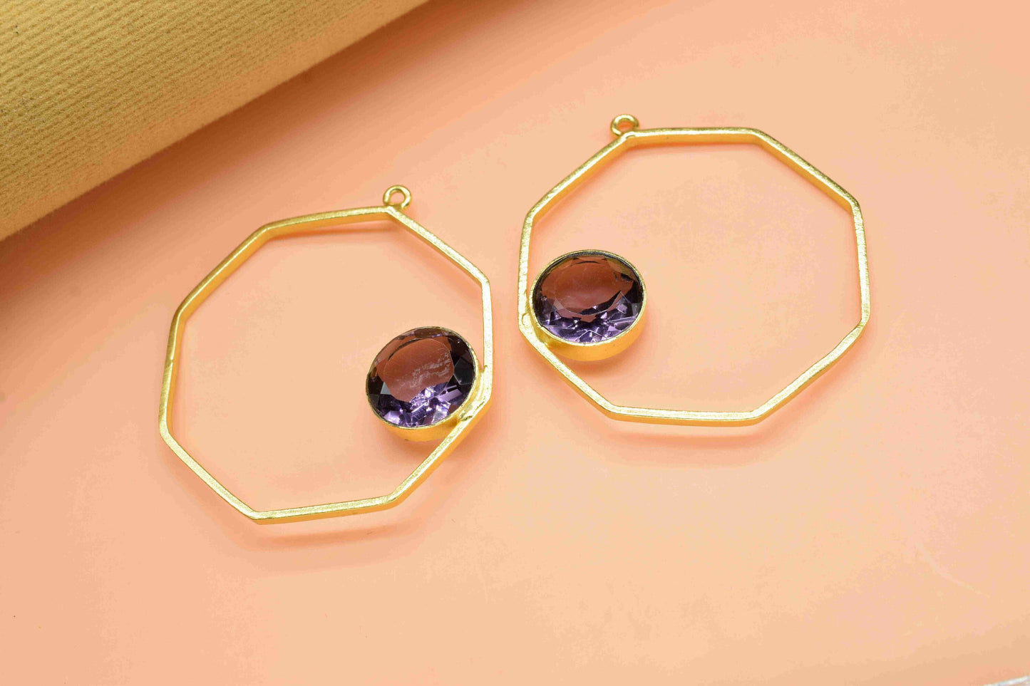 Amethyst 10mm Round Shape Pendants, Amethyst Component Jewellery, Gemstone Earrings, Finding 32mm Hexagon Shape Necklace,Component Jewellery