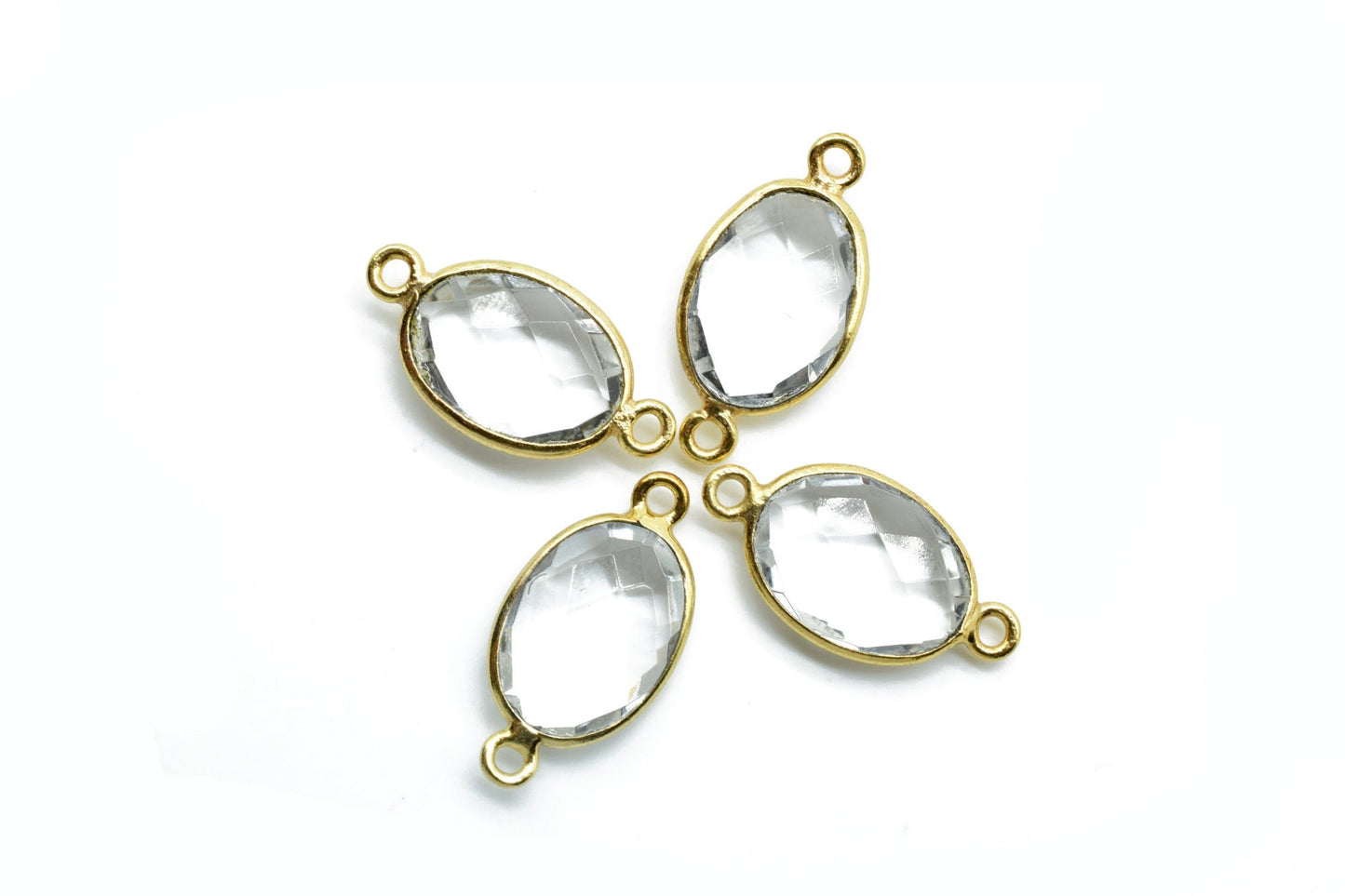 Crystal 10x14mm oval Shape Double bail Connectors,Crystal Teardrop pendant,Crystal Gold Plated bezel,Crystal jewelry making charms crafts,