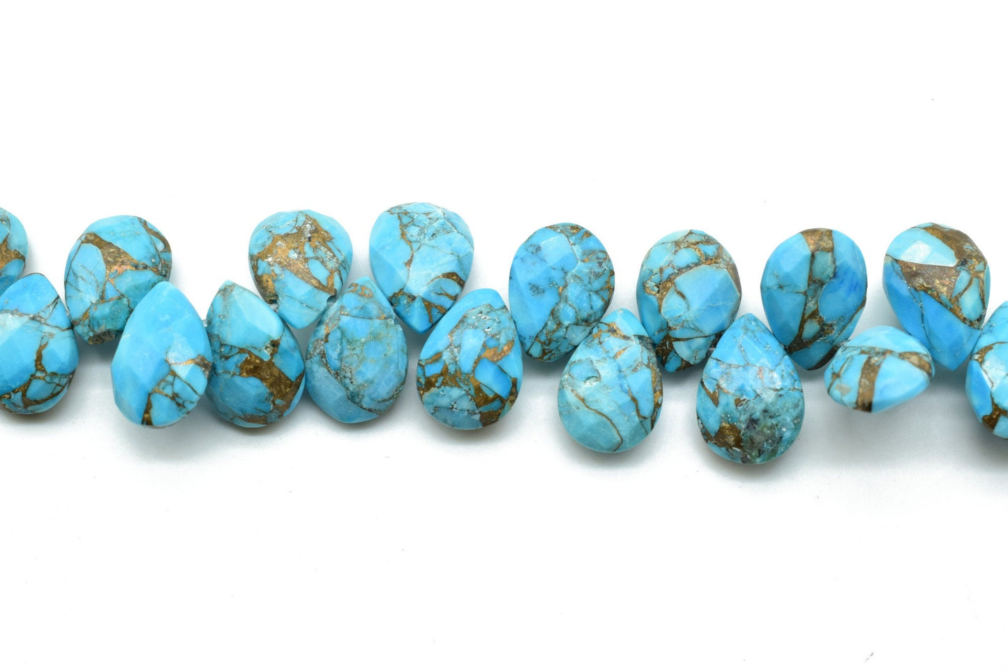 Copper Turquoise Teardrop 7x10mm Briolettes,Turquoise side drilled Briolette,Turquoise Handmade Briolette,Turquoise Teardop briolettes,jewel