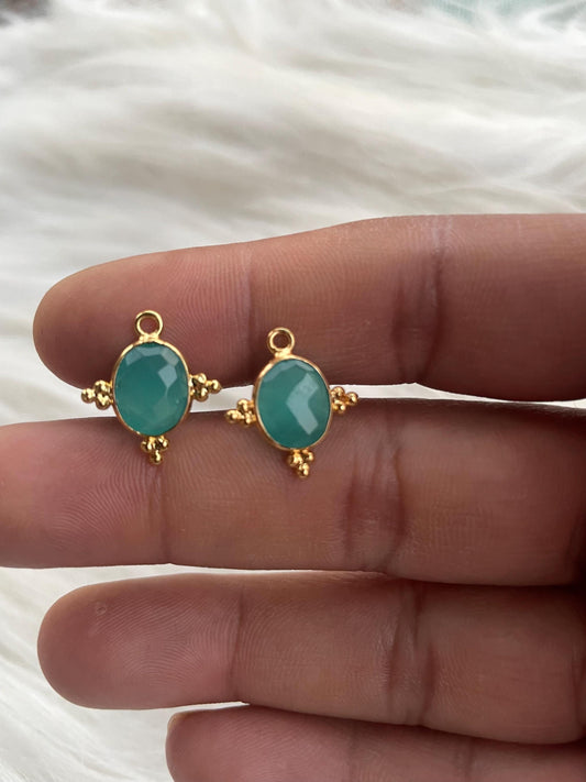 Aqua Chalcedony 8x10mm oval Shape Gold Plating Bezel,Aqua chalcedony Single Bail Charms Jewelry,Aqua Chalcedony Faceted Bezels Charms,Gift