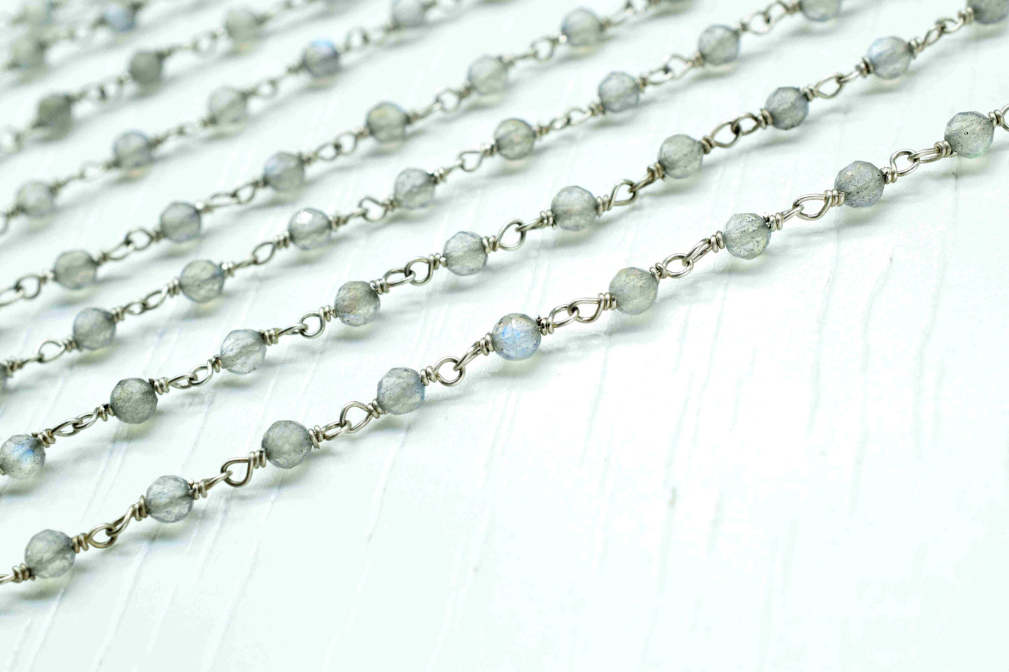 Natural Labradorite Beaded Chain,Labradorite vermeil bead chain,Labradorite 3mm Beaded Chain,Labradorite Gold Plating Wire Wrap Brass chain