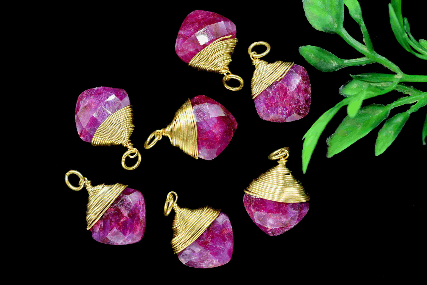 Natural Ruby Square Faceted Connector,Gemstone Wire Wrapped Pendant,Loop Connector,Pendant Jewelry,Wire Wrapped Necklace,Ruby Jewelry,Gift
