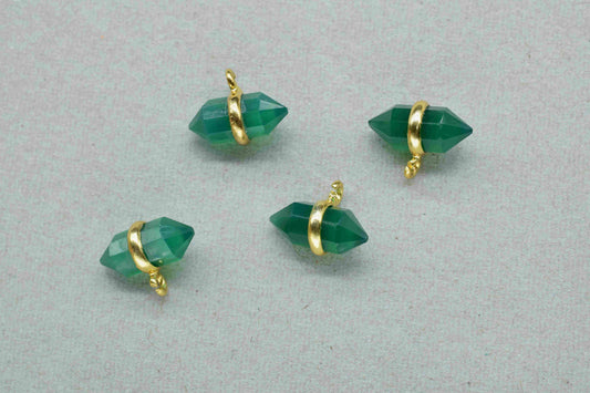 Green Onyx 5x12mm Point Shape Pendant,Onyx Single Bail Component,Green Onyx Two side point Shape Electroplating Pendant,Jewelry Making,Gift