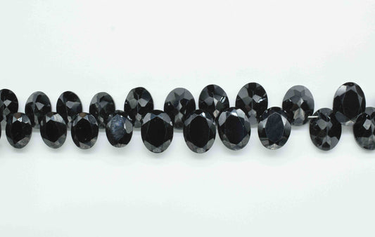Black Onyx Faceted Beads Briolettes,Gemstone Oval Beads Necklace,Strand Beads jewelry,Handmade Station Link,Semi Precious loose Beads Gift