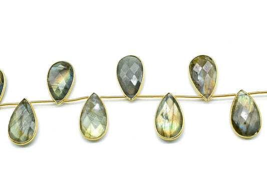 Labradorite 12x20mm Gold plated charms 11 pieces strand,Labradorite Charm,Making Jewelry Supplies,Natural  charms,jewelry,Labradorite beads