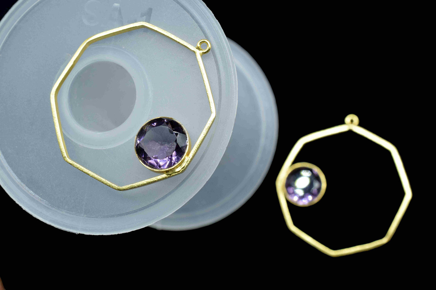 Amethyst 10mm Round Shape Pendants, Amethyst Component Jewellery, Gemstone Earrings, Finding 32mm Hexagon Shape Necklace,Component Jewellery