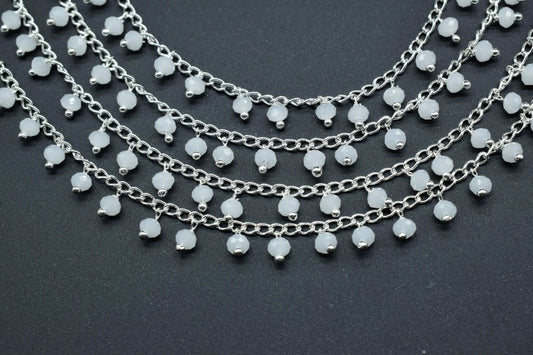 Rainbow moonstone Dangling Chain,Rondelle Faceted Beaded Cluster Chain,3mm Moonstone Rosary,Jewelry Making,Finding,Rosary Chain by Foot