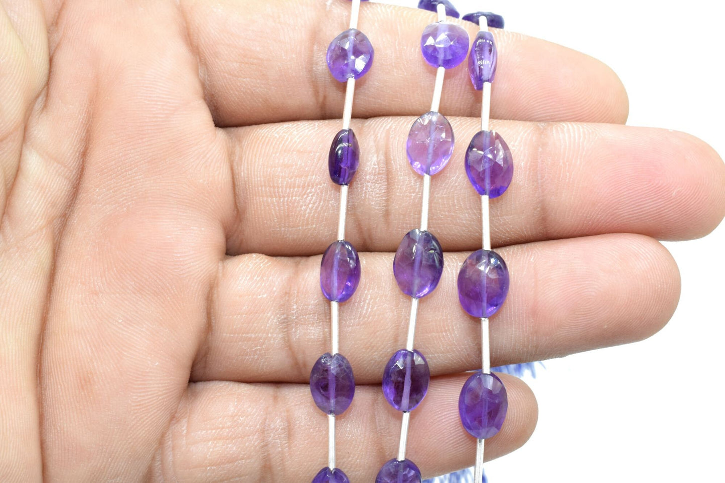 Amethyst Oval Shape 8x10mm briolettes,Vertical Top Drilled briolettes,Faceted Oval Briolettes,Good quality Oval Facet Briolettes,Amethyst