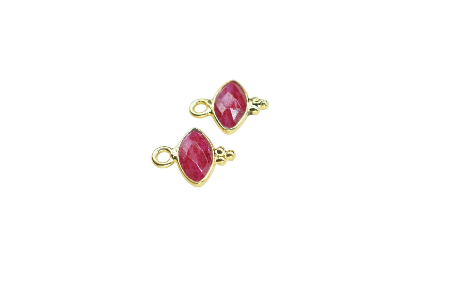 Gemstone Ruby Charms Pendant/Marquise Shape Pendant/Handmade Pendant/Tiny Pendant/Necklace Connector jewelry/Ruby Charms Jewelry/B'day Gift