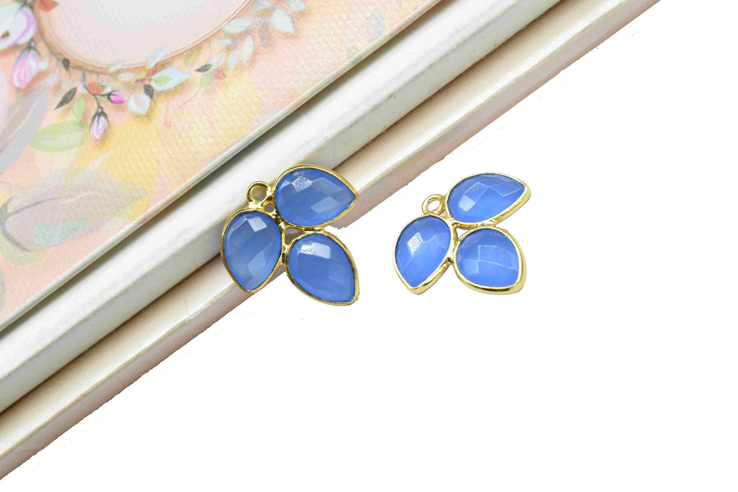 Blue Chalcedony component,Blue Quartz Bezel Component,Blue Quartz Jewelry Making,Handmade Jewelry,Gemstone Component,Attached Bezel Pendant