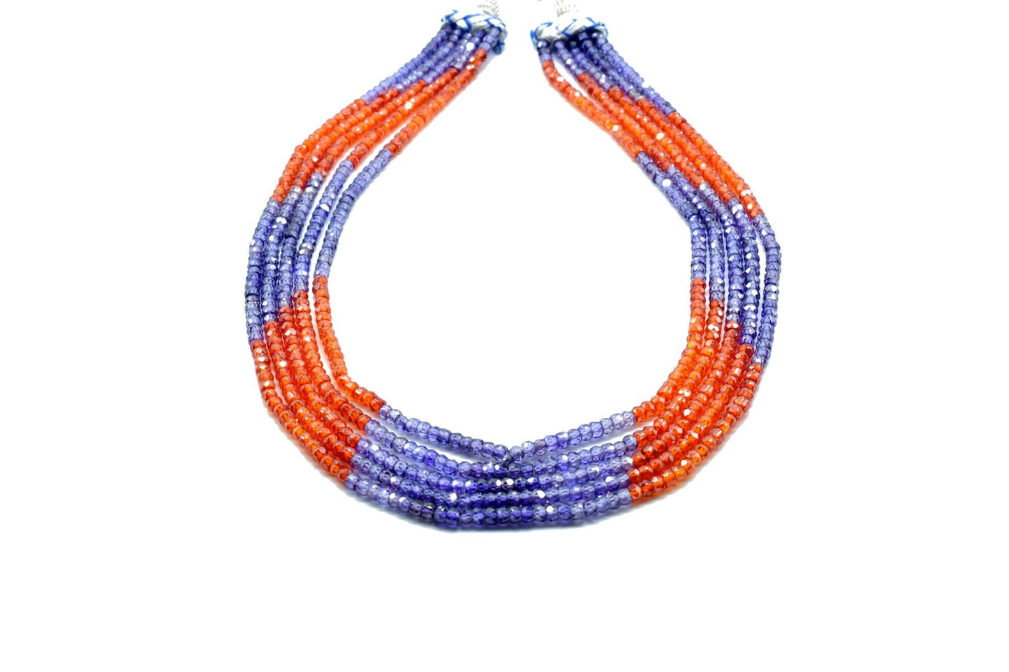 5 String Of Multi stone Necklace,Natural Cubic Zirconia Beads Necklace,Cubic Zirconia Muliti Color Beads Necklace,Cubic Zirconia Necklace,