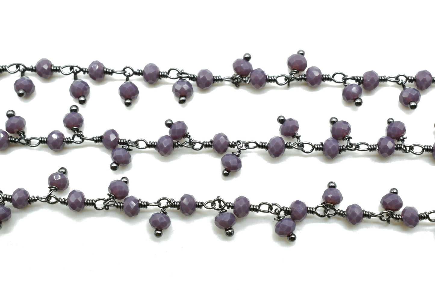 Purple Chalcedony Cluster Rosary Chain,Handmade Jewelry Making Wire Wrapped Beaded Chain By Foot, Necklace, Chalcedony CLUSTER Rosary chain
