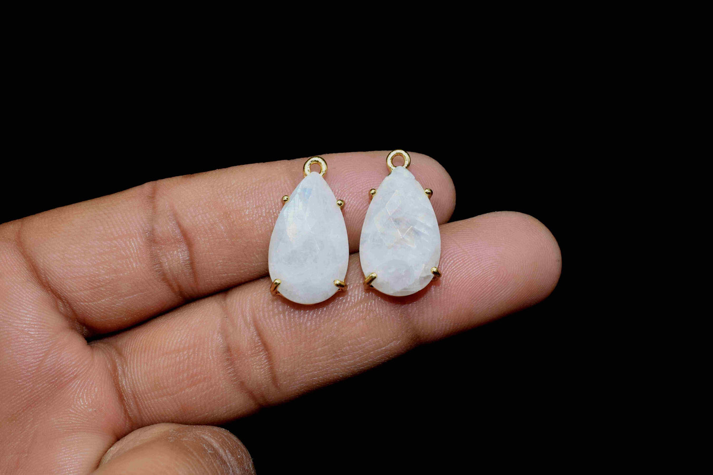 Rainbow Moonstone Connector 12x20mm Teardrop Single bail connectors,Moonstone Pendant jewelry making,Moonstone Handmade Gemstone Bezel,Gift