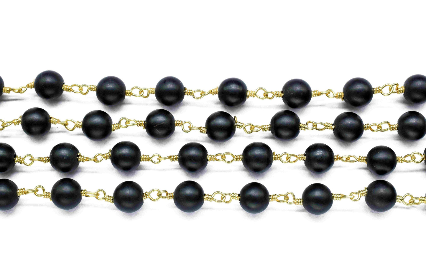 Black Agate Smooth Beads Rosary,black Agate Wire Wrapped Chain By Foot For Necklace,Black Agate 6mm round Shape Handmade Jewelry Making,Gift