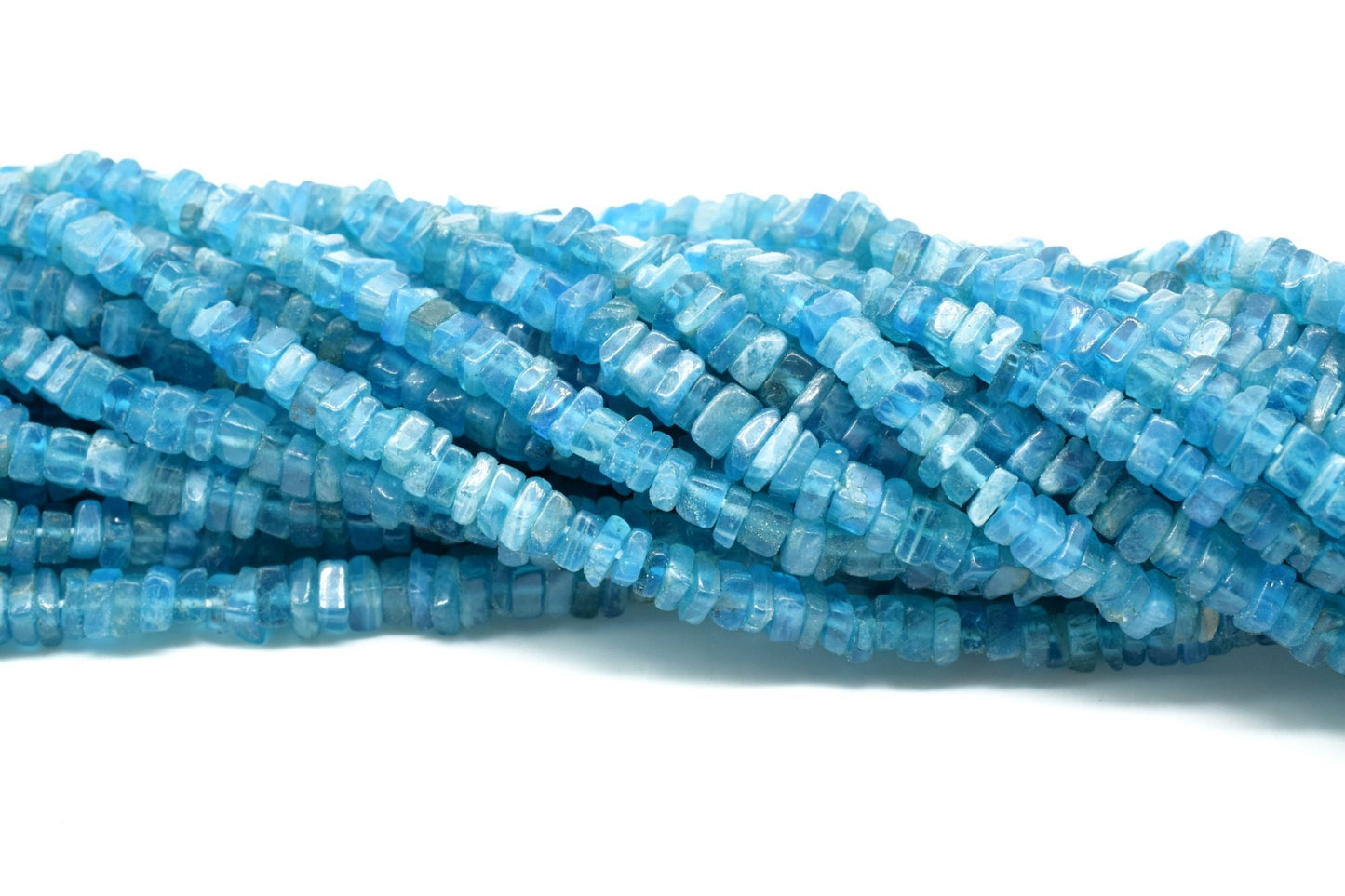 Natural Neon Apatite Heishi Square Beads 4 to 6 MM Size AAA Quality 16"inch Long Strand Square Heishi Beads Apatite Gemstone, Apatite Bead