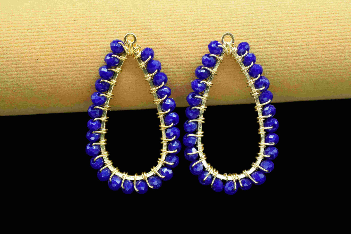 Lapis Lazuli Beaded Earring,Gemstone Components,Handmade Earring,Dangle Earring Components,Findings Earring Components- Connector Jewelry