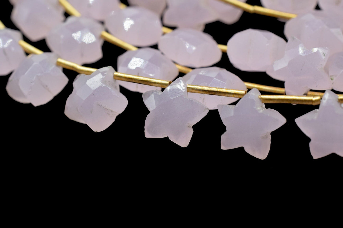 Pink Chalcedony Star Shape Briolette,Pink Chalcedony  Faceted Briolette,Sold By Strand,Beautiful Pink Briolette,Amazing Garland Star Shape