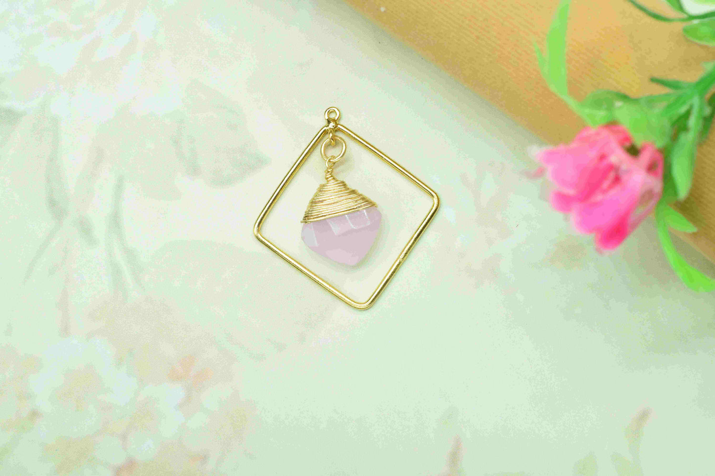 Gemstone Square Bezel Pendant Connectors,Beads Pendant Jewelry,Station Finding Link,Gemstone Craft Supply,Handmade Square Beads Jewelry,Gift