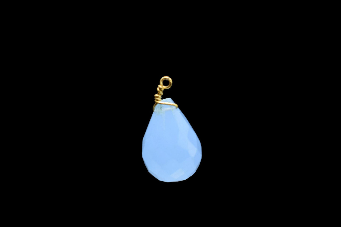 Blue Chalcedony 10x14mm Faceted Drops,Blue Chalcedony Wire Wrapped Pendant,dainty dangle Gemstone Connector,Blue Chalcedony Faceted Teardrop