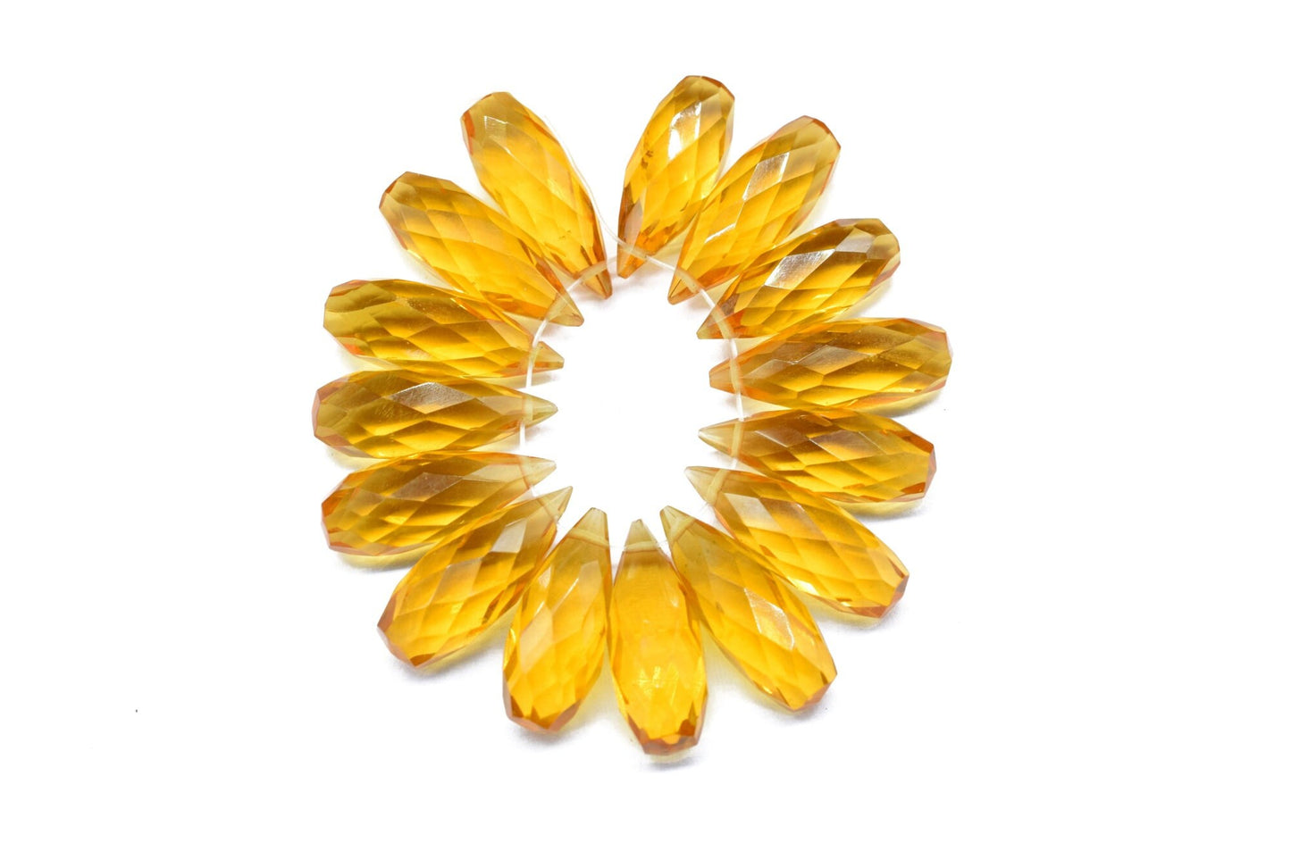 Beautiful Citrine Quartz Faceted Drop Gemstone,6x16mm Drop Shape Citrine Faceted Gemstone,Briolette Beads,Loose Gemstone,Teardrop Briolettes