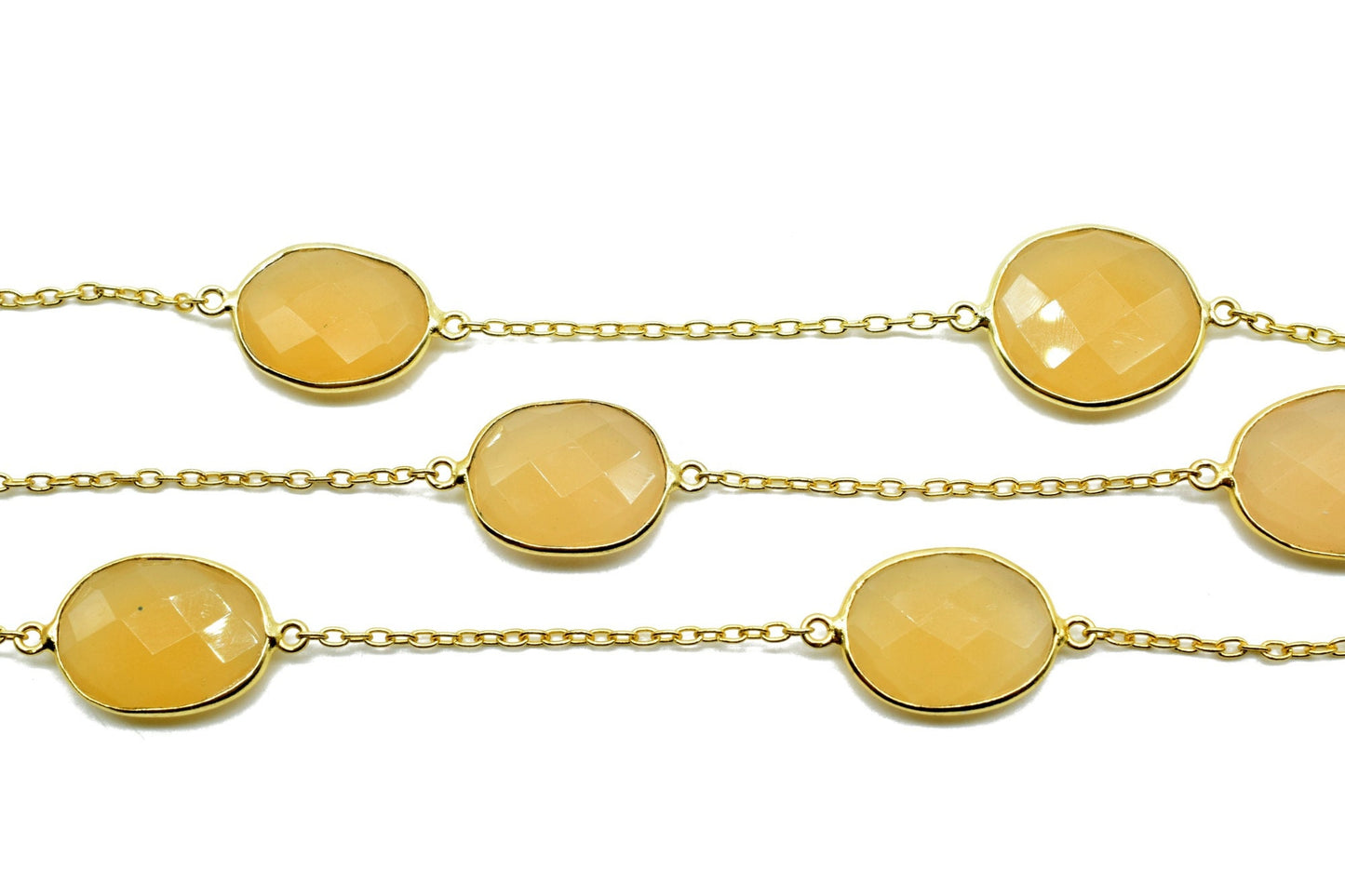 Yellow Sapphire Bezel Connector Chain,Free form Size Faceted Gemstone Connector Chain,Handmade Bezel Link Chain,Gold Plated Bezel Link Chain