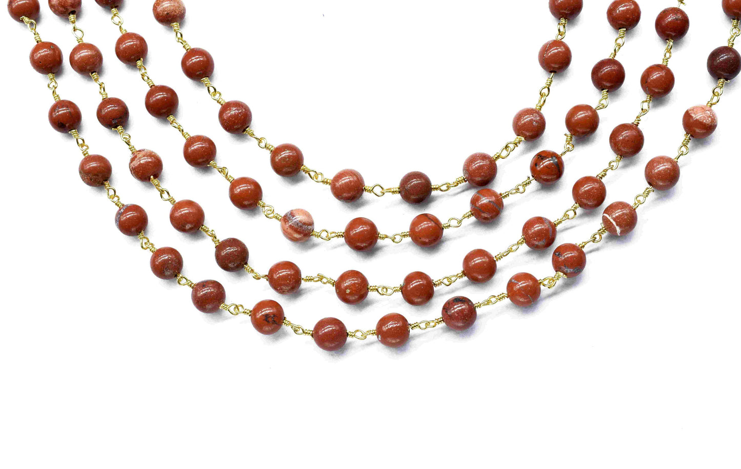 Red Jasper Smooth Gemstone 6mm Round Beads Rosary,Red Jasper Wire Wrapped Beads Chain,Red Jasper Beads Chains,Bulk Wholesale Beads Chains