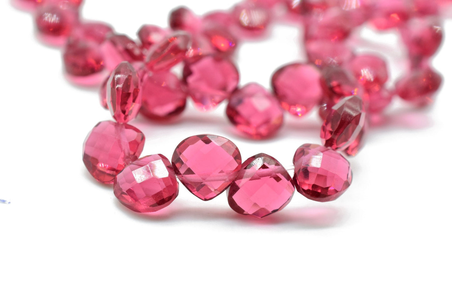 Pink Tourmaline Heart shape 6mm Briolettes,Pink Tourmaline drilled Briolette,Birthstone briolettes,Pink Tourmaline Quartz briolettes,jewelry