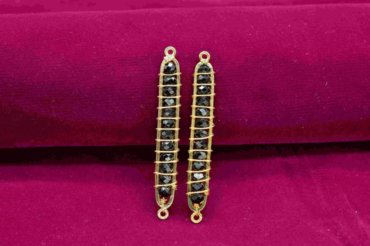 Black Onyx beaded Bar Finding Connector,Gemstone Bar Pendant Necklace,Black Onyx Bar Bracelet,Bead Bar Finding Component,Black Onyx jewelry