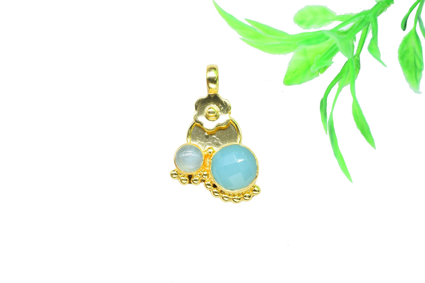 Aqua Chalcedony Pendant,Statement Pendants,Loop Pendant,Aqua Quartz Pendant,Boho Pendant jewelry,Gemstone Pendants Charms,Handmade Pendant
