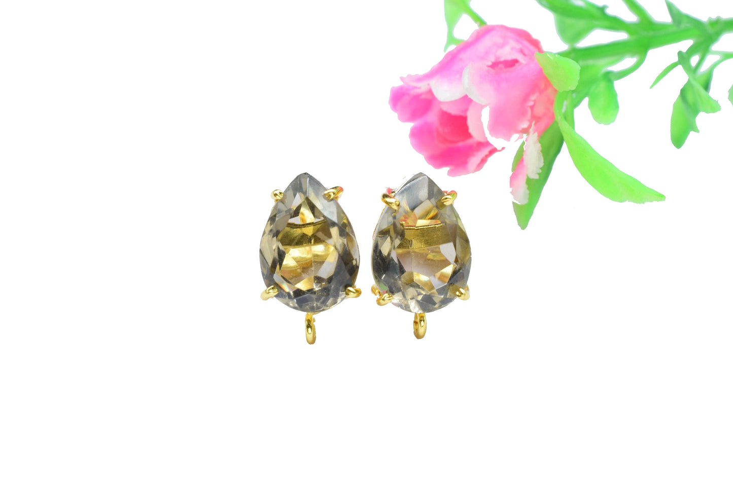 Amethyst Components Earring,Prong Bezel Earring,Gemstone Station Link,Citirine Studs Earring,Craft Supplies,Handmade Beads Jewelry,Gift