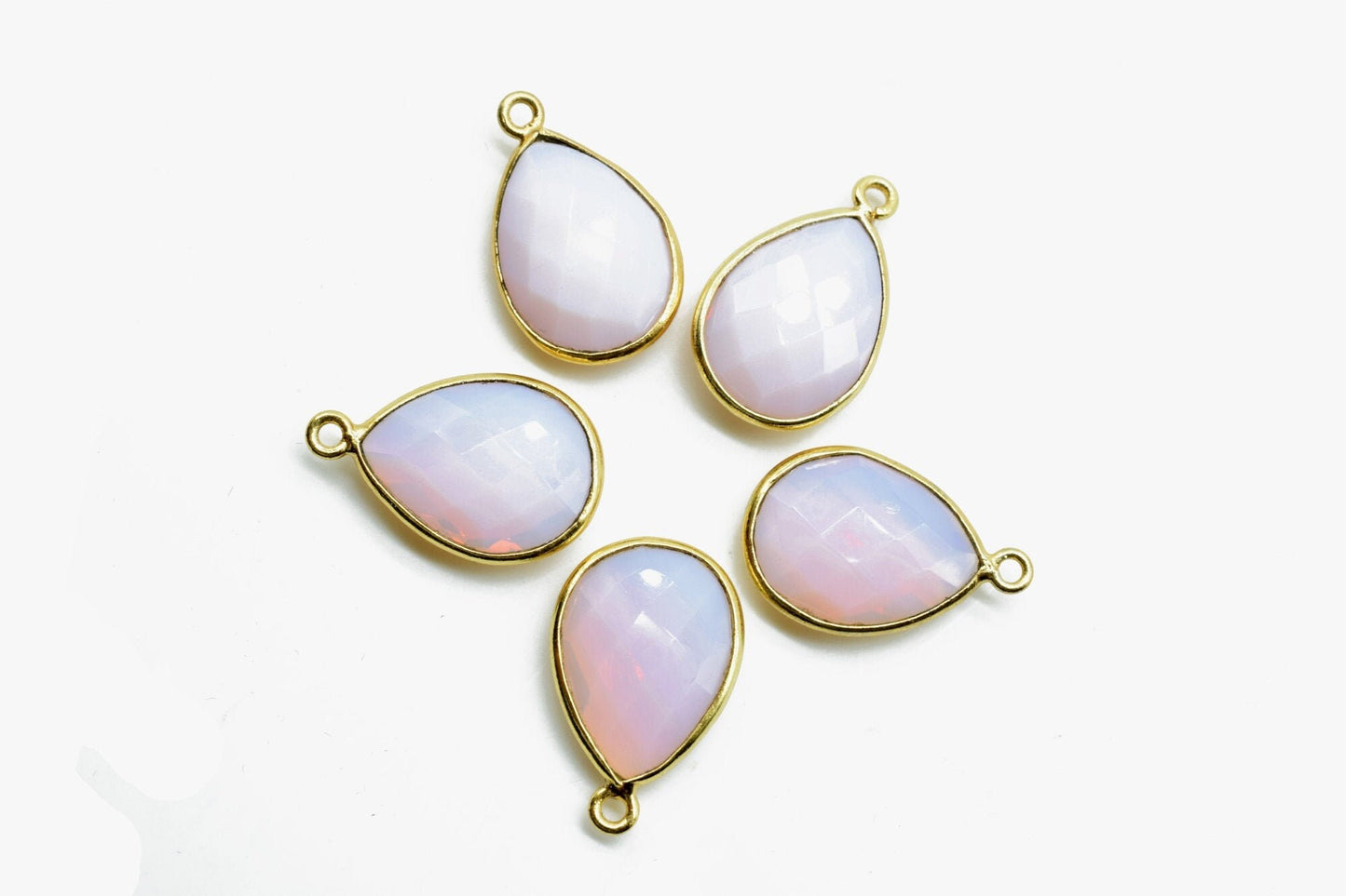 Pink Opal 12x16mm Bezel charm,Pink Opal Teardrop pendant,Pink opal Gold Plated bezel,Hot Selling Pink Opal Single Bail Connector,  Pendant