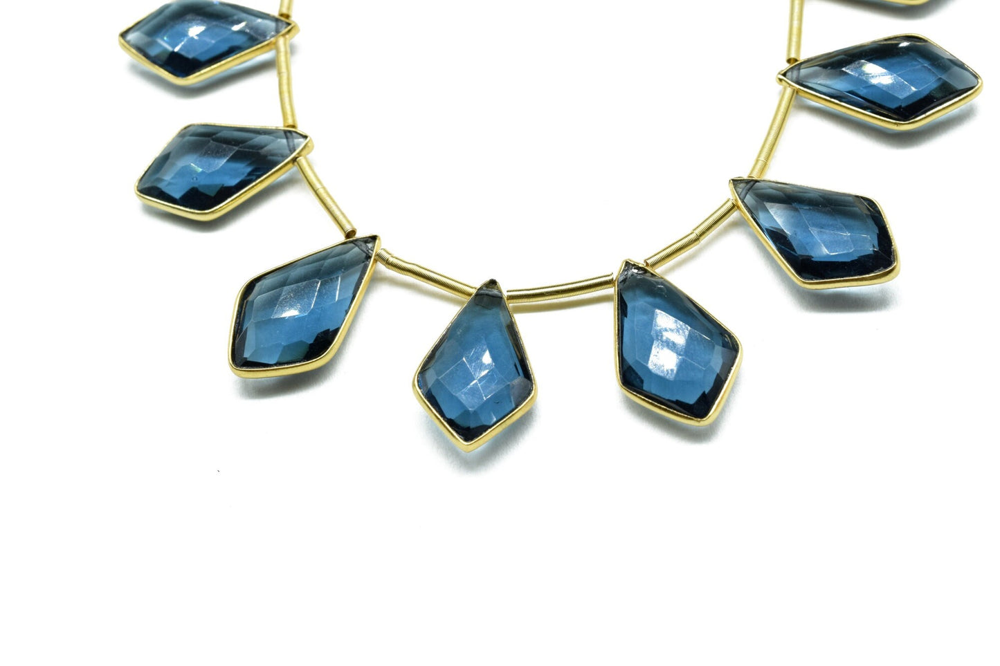 Kyanite 12x20mm Gold plated 11 pieces strand, Handmade Gemstone Connectors, Kyanite Single Bail Connectors,Kyanite  Charms Making Jewelry