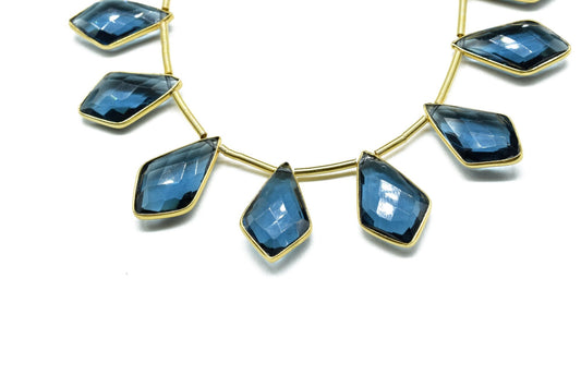 Kyanite 12x20mm Gold plated 11 pieces strand, Handmade Gemstone Connectors, Kyanite Single Bail Connectors,Kyanite  Charms Making Jewelry