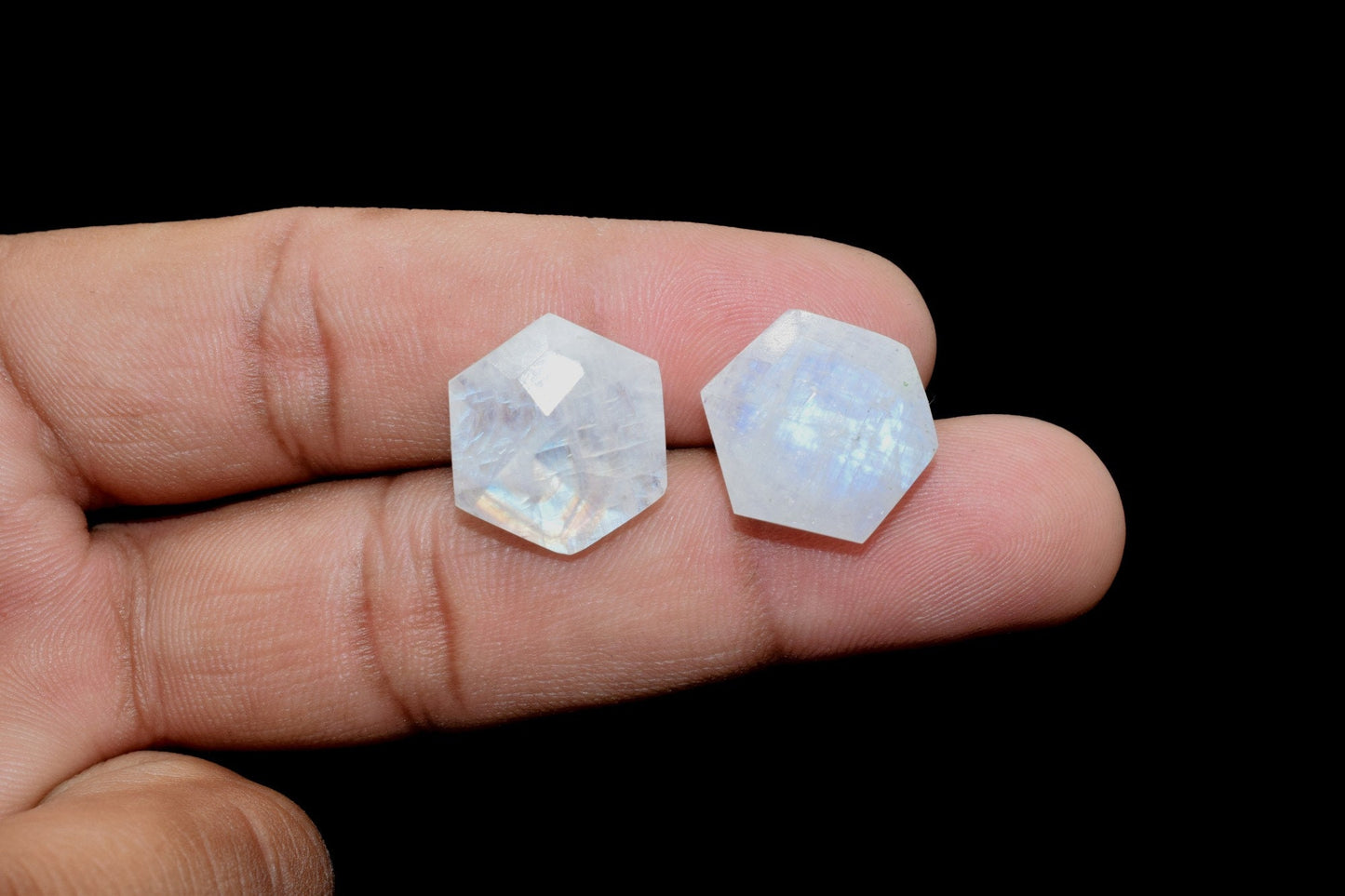 Rainbow Moonstone 15mm Hexagon Faceted Beads,15mm Hexagon Briolettes,Moonstone Briolettes,Jewelry Making Gemstone,Moonstone Faceted Beads