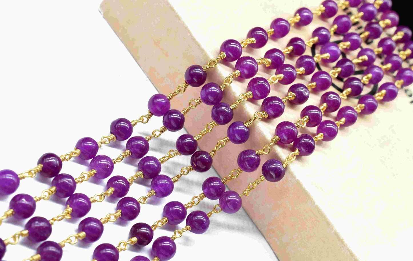 Purple Jade 6mm Round Smooth Chain,Gemstone Beaded Rosary Chain,Handmade Jewelry,Wire Wrapped Rosary Chain,beads Rosary chain Necklace,Gift