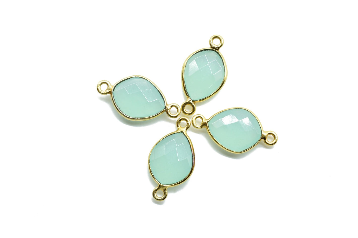 Aqua Chalcedony 10x13mm Eye shape double bail connectors,Aqua Chalcedony Bezel Findings Eye Charms,Eye Shape Connectors,double Bail charms