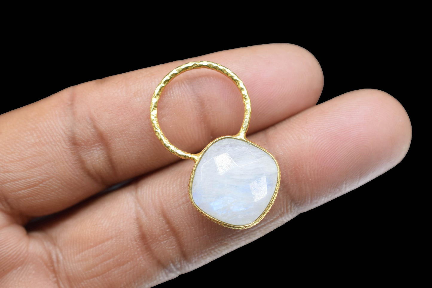 Moonstone Pendant/Gemstone Component/Pendant Charm/Necklace Pendant/Cushion Shape Charm/Wholesale Supply/Gold Plated Jewellery/Gift