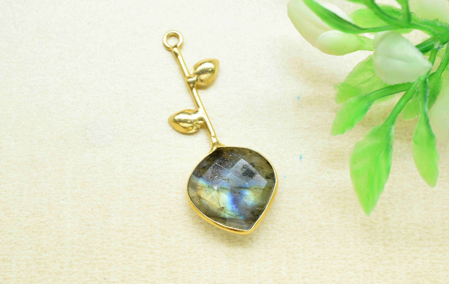 Labradorite Single Bail Pendant , Labradorite Charms ,Heart Shape Charms , Genuine Gemstone Charms , Gemstone Connectors , Summer Collection