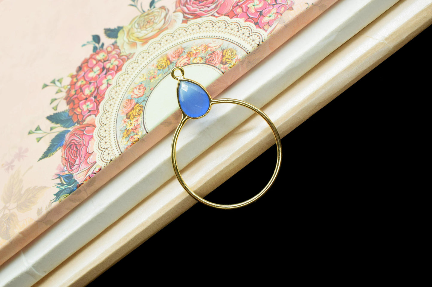 Gemstone Teardrop Earrings,Circle Handmade Pendants,Single bail Station Connector Jewelry,Earring Components,Findings Bezel Charms Pendants