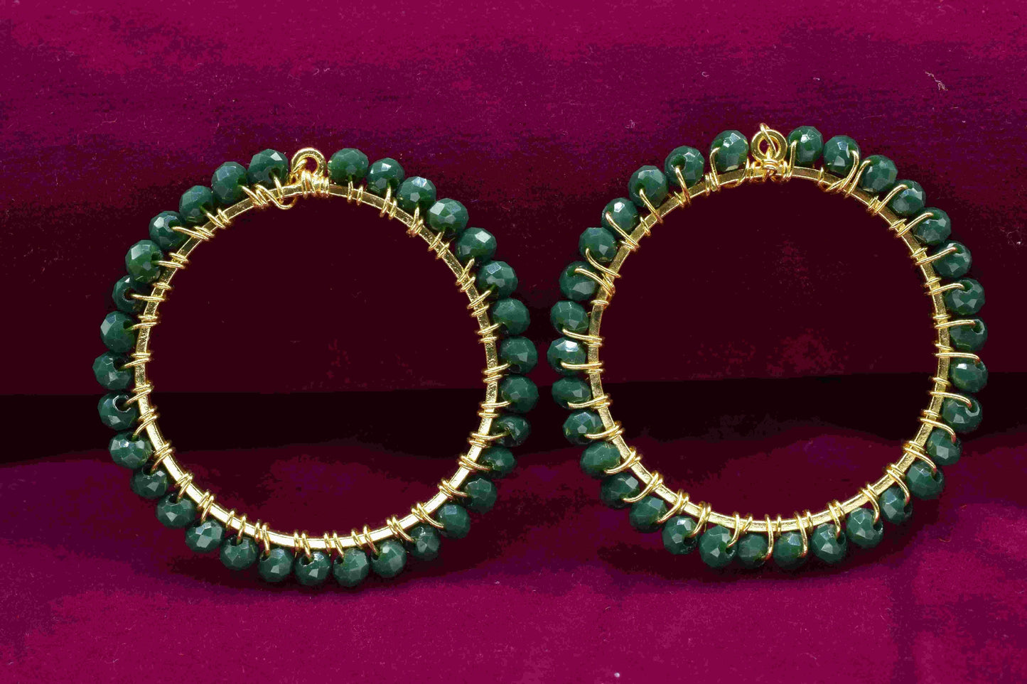 Green Agate Wire Wrapped Dangle Connector,Beaded Hoop Earring,Circle Pendant Component,Handmade Earring,Finding Component Agate Jewelry Gift