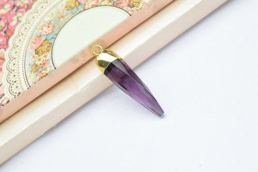 Amethyst Pencil Connector,Amethyst spike Pendant necklace Jewelry Making,Gemstone Single Bail Pendant,Handmade Faceted Spike Pointed Charm