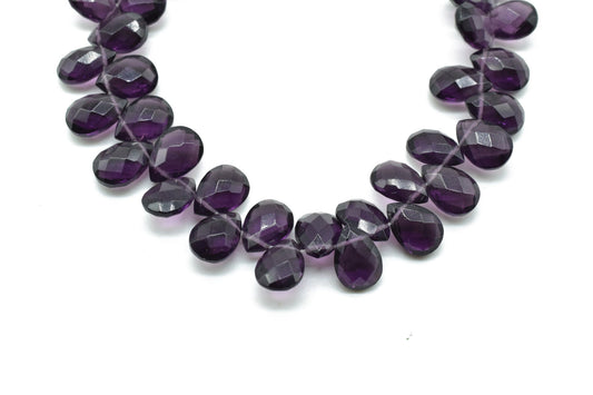 Amethyst Teardrop 7x10mm Briolettes,Amethyst drilled Briolette,February Birthstone briolettes,Purple Amethyst Quartz briolettes,Amethyst