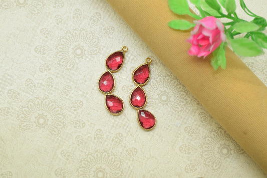 Components Pear Shape Connectors,Elegant Finding Beads,Three Stone Jewelry,Station Bezel Link,Components Earrings,Hanmade Craft Supply,Gift