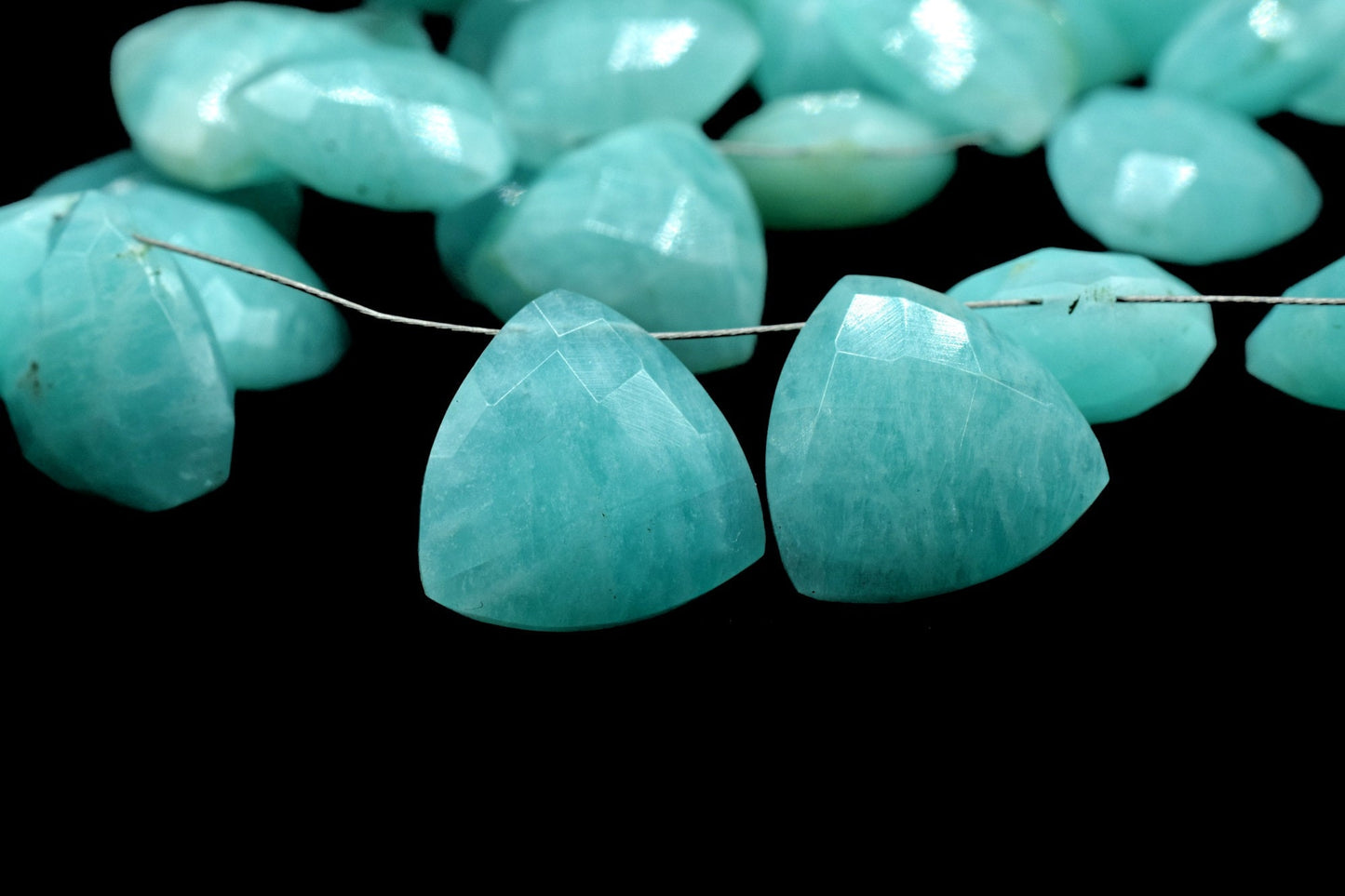 Trillion Faceted Beads,Amazonite 15mm Trillion Briolettes,Trillion Shape Bead,Jewelry Supply Beads,Jewelry Supply,Natural Gemstone Bead
