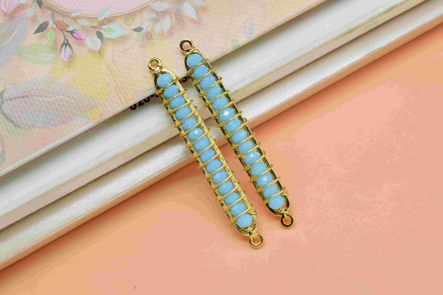 Turquoise beaded Bar Finding Connector,Bar Pendant,Turquoise Necklace,Turquoise Bar Bracelet,Beaded Bar Finding Component,Turquoise jewelry,